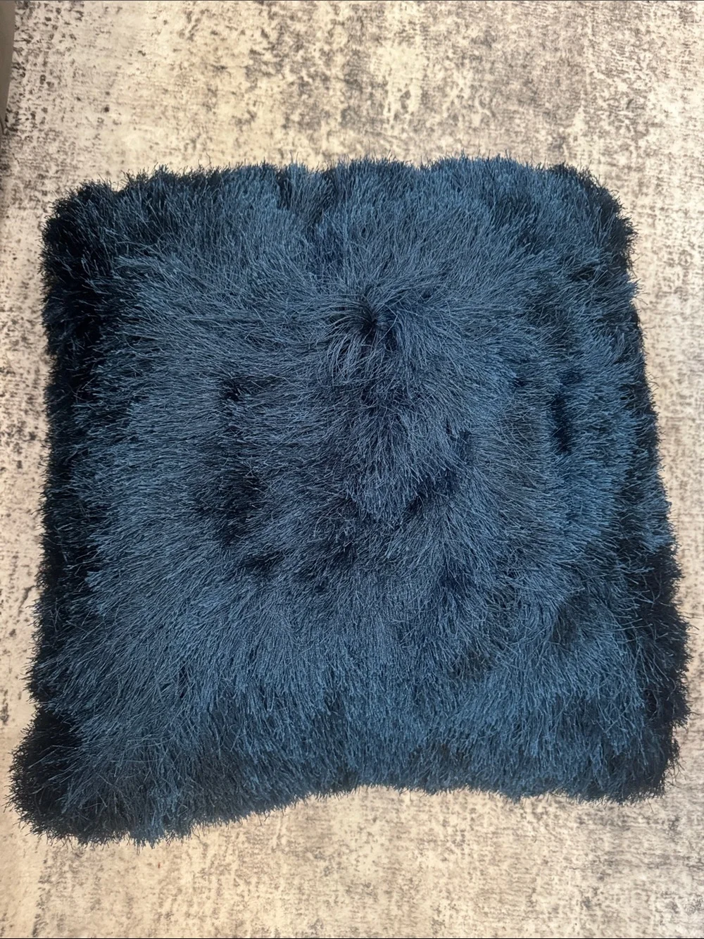 Plush Faux Fur Throw Pillow - Deep Blue